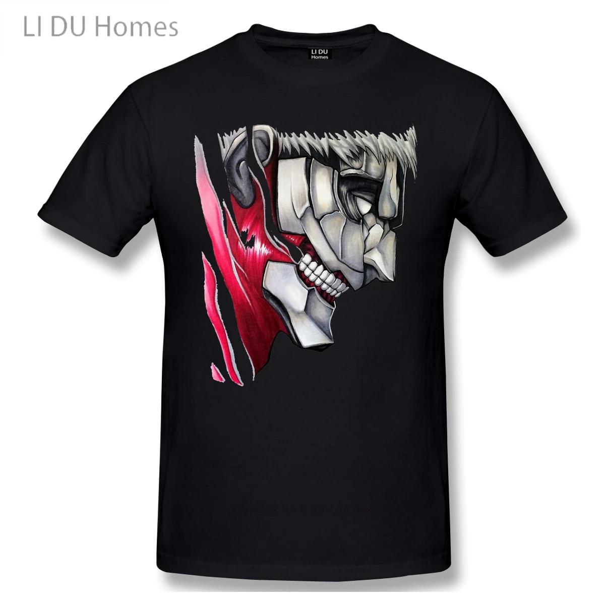 

LIDU Armored Titan Print Cotton T-Shirt Attack on Titan For Men Fashion Streetwear