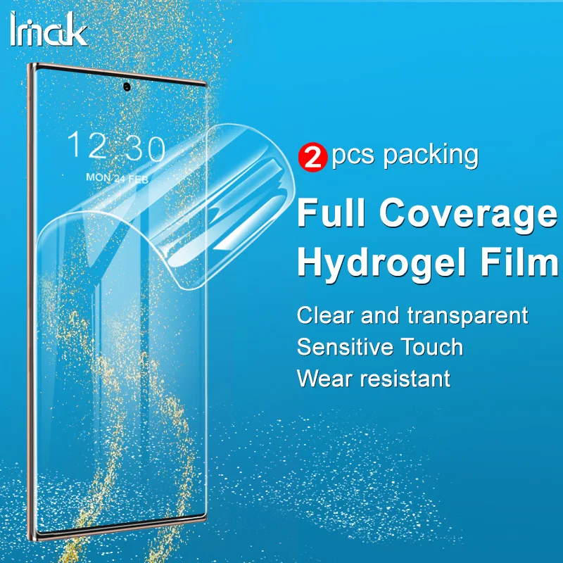 

Imak 2 шт. прозрачная Гидрогелевая пленка для Samsung Galaxy Note 20 ультрапротектор экрана 3D изогнутый полный чехол с разблокировкой отпечатком пальца