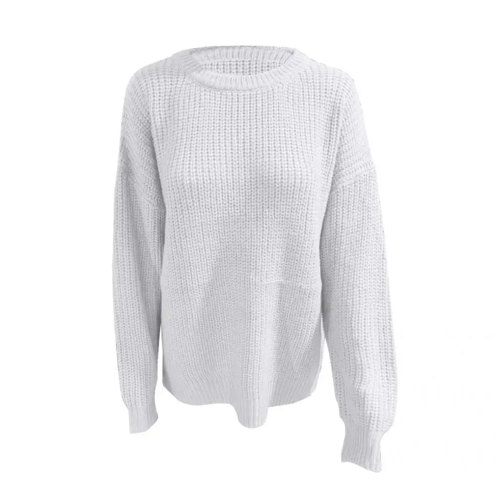 

Soft Casual O Neck Knitted Sweater Breathable Sweater Solid Color for Trip