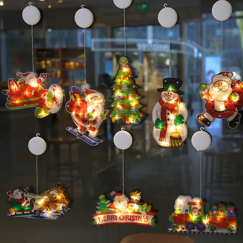 

Light String Wall Window Sticker Hanging Detachable 3AAA Battery Christmas Decorations Santa Claus for Home Outdoor Ornaments 50