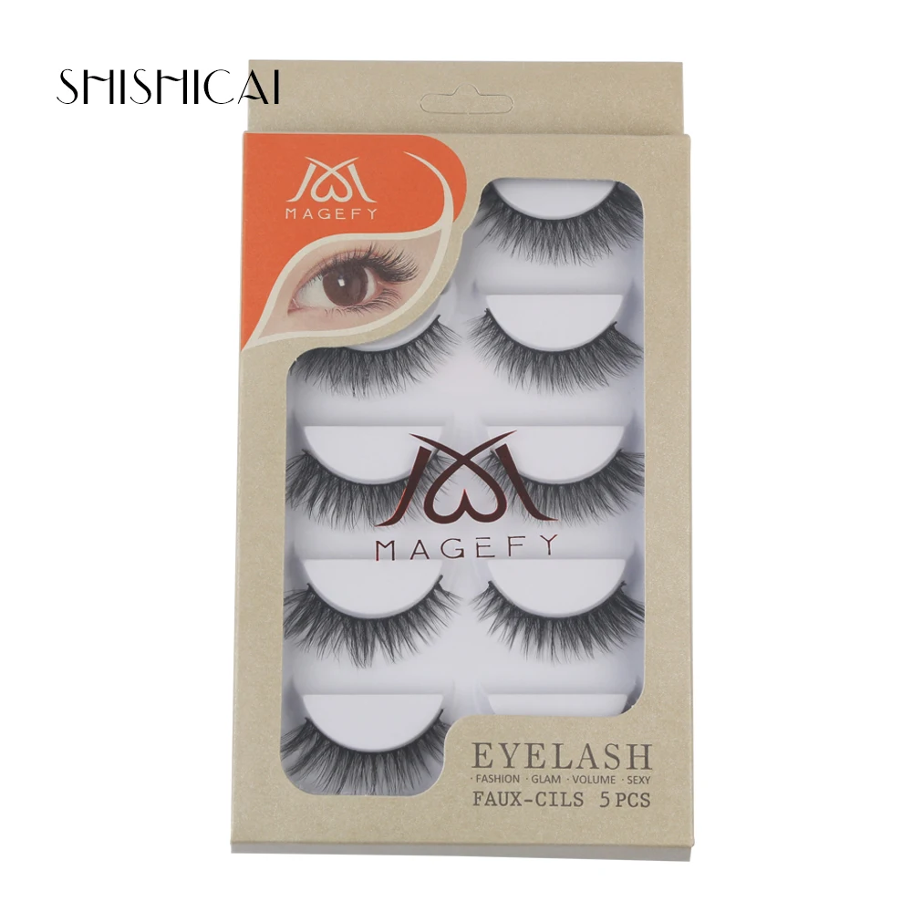 5 пар/компл. ресницы из натуральной норки 3D натуральный крылатые Черные Накладные