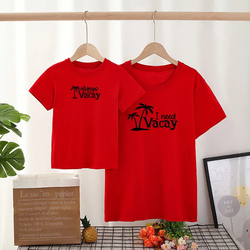Ropa de pap&aacute; e hijo, camisetas de Vacaciones, Vestidos para madre e hija, trajes de aspecto familiar, ropa de &aacute;rbol de Coco para beb&eacute;, camiseta-1