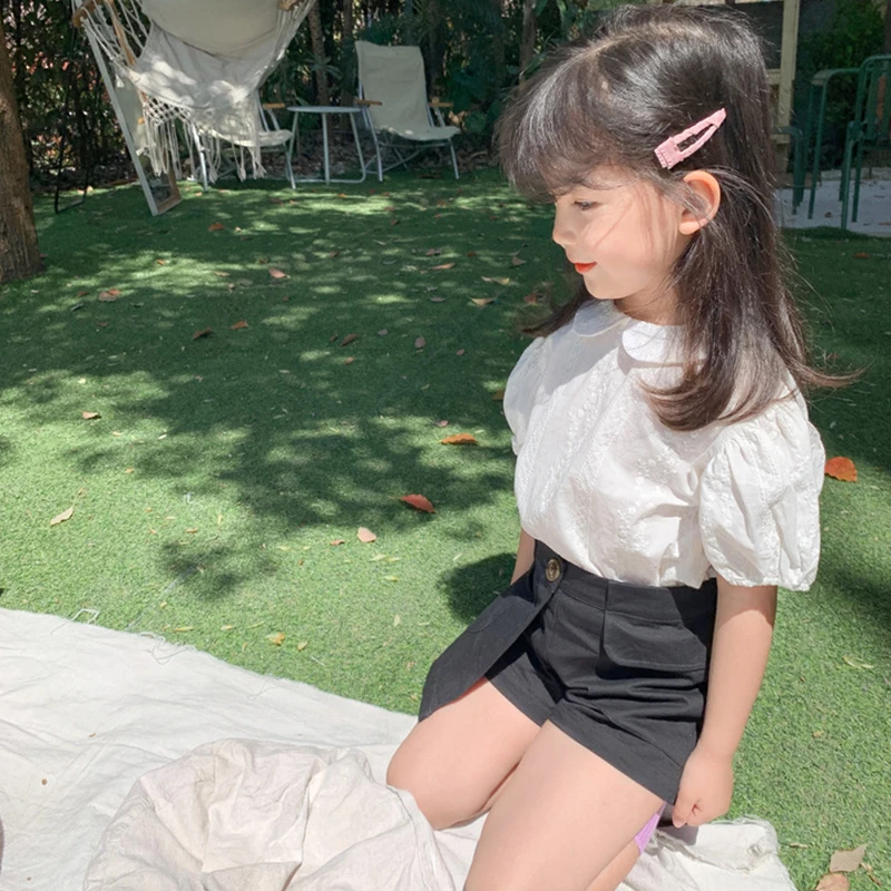 

ZR-Summer 2020 New Children's WhiteCollar Shirt Sweet Short-sleeved Shirt