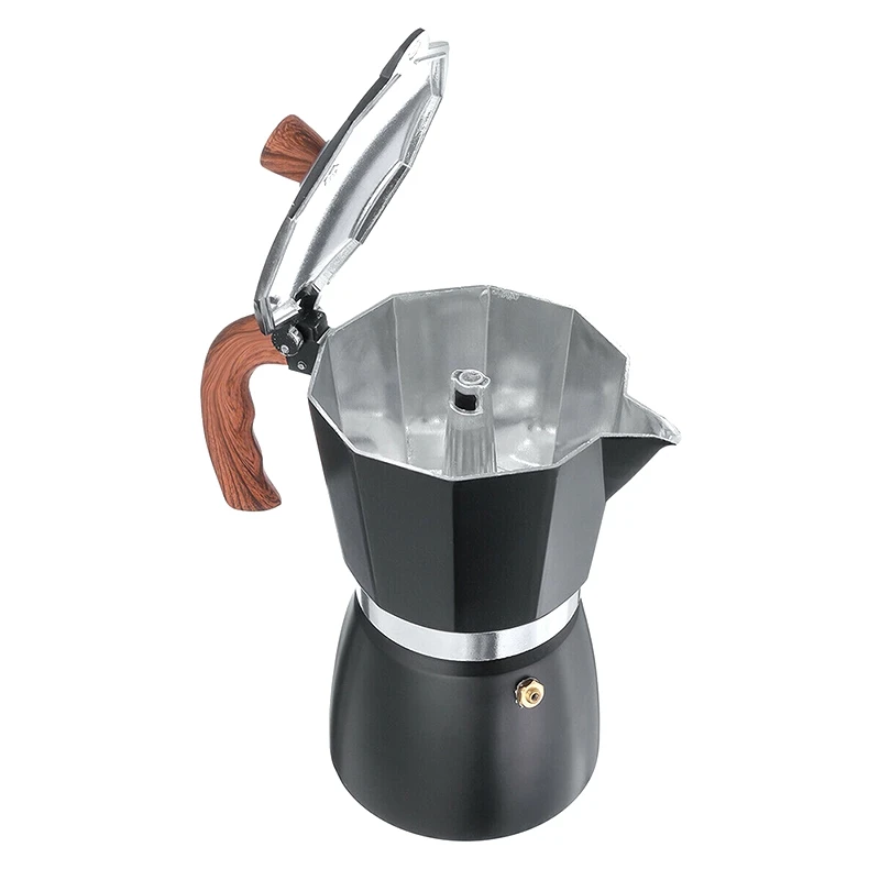 

300Ml Aluminum Coffee Maker Durable Moka Cafeteira Expresso Percolator Pot Practical Moka Coffee Pot Black