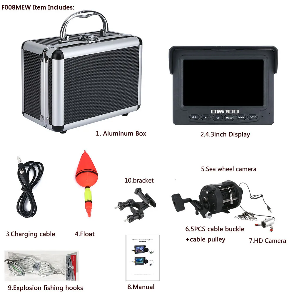 Комплект видеокамеры для подводной рыбалки цветной монитор 4 3 дюйма с
