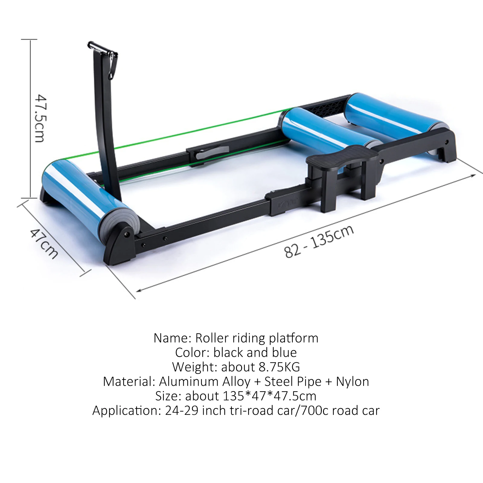 

Indoor Bicycle Trainer Adjustable Bicycle Roller Trainer Platform With Dual Training Mode Get-Off Pedal For 24-29 Or 700C Bikes