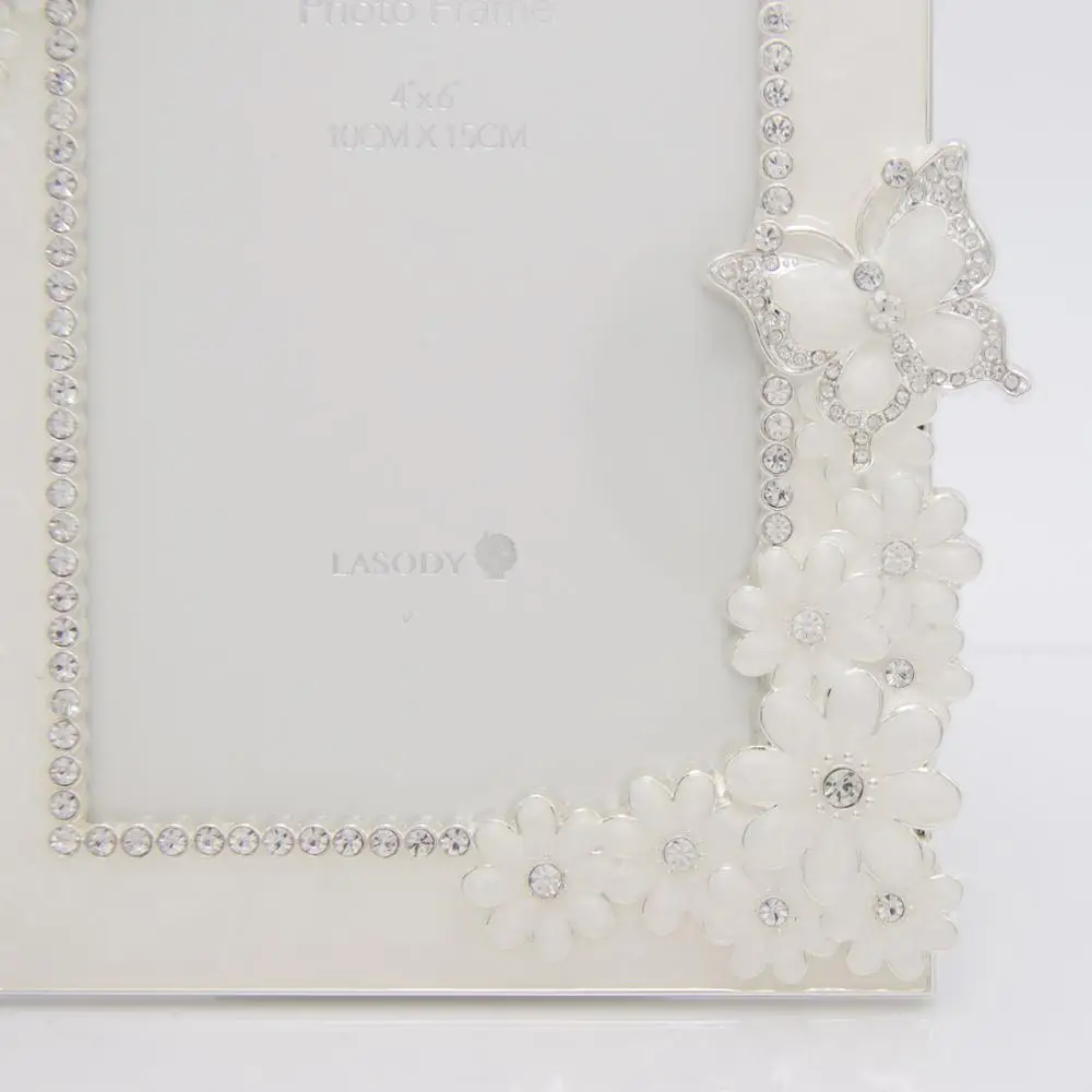 

LASODY Acrylic Photo Frame Home Decoration Pearl Photo Frame 4x6 Inch Christmas Gift Rectangular Design Classic Alloy Crafts