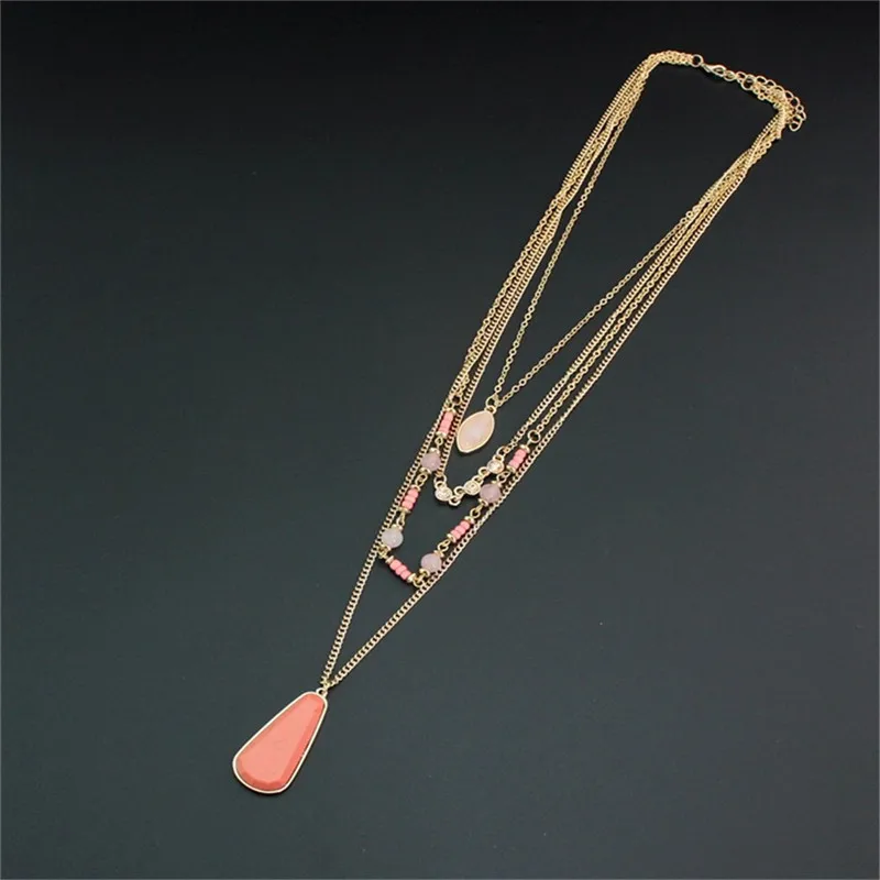 Новое многослойное ожерелье XQ из цинкового сплава с цветными бусинами модное