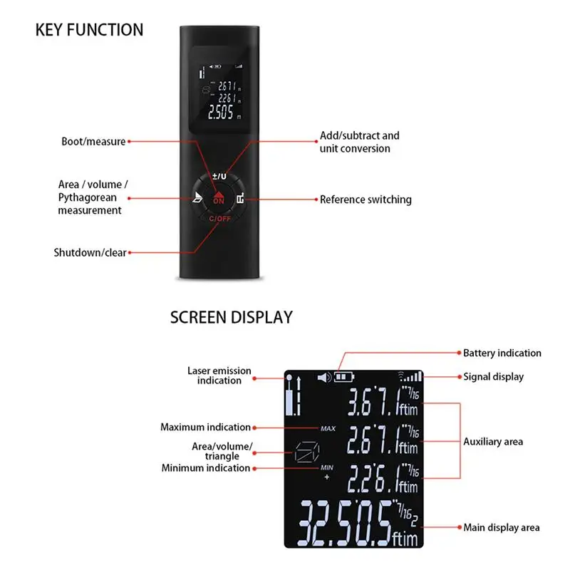 40M Smart Digital Laser Distance Meter Portable Rangefinder Mini Handheld Measuring | Инструменты