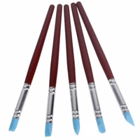 5pcs diy crafts accessories modelling pottery tools sculpting polymer silicone rubber pottery clay pen wood handle