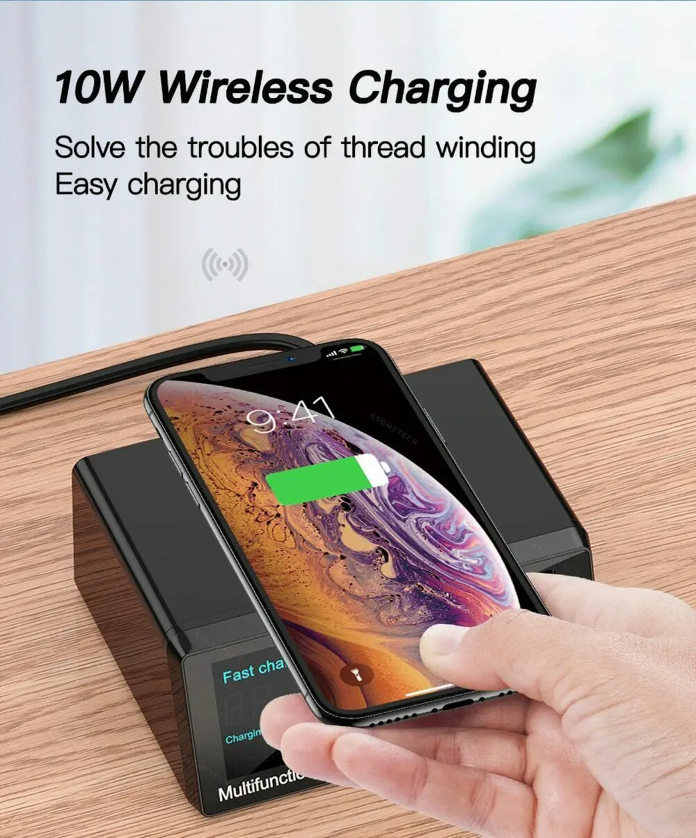 100w usb ports charger quick charge 3 0 adapter hub wireless charger charging station pd fast charger for iphone huawei samsung free global shipping