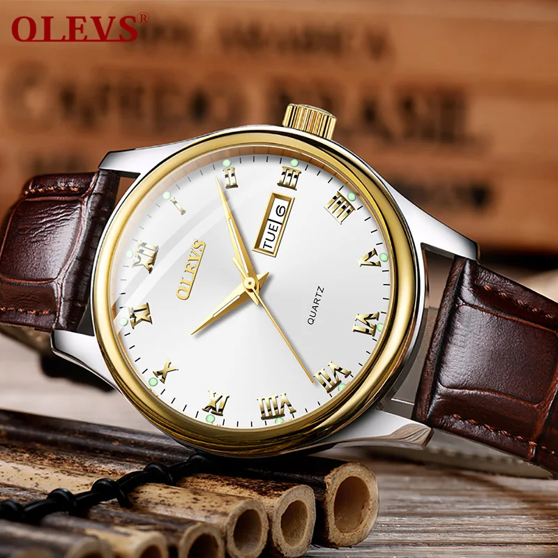 OLEVS Top Barnd Luxury Quartz Couple Watch Fashion Business Men Women Watch Leather Stainless Steel Clock Wristwatch Reloj Mujer