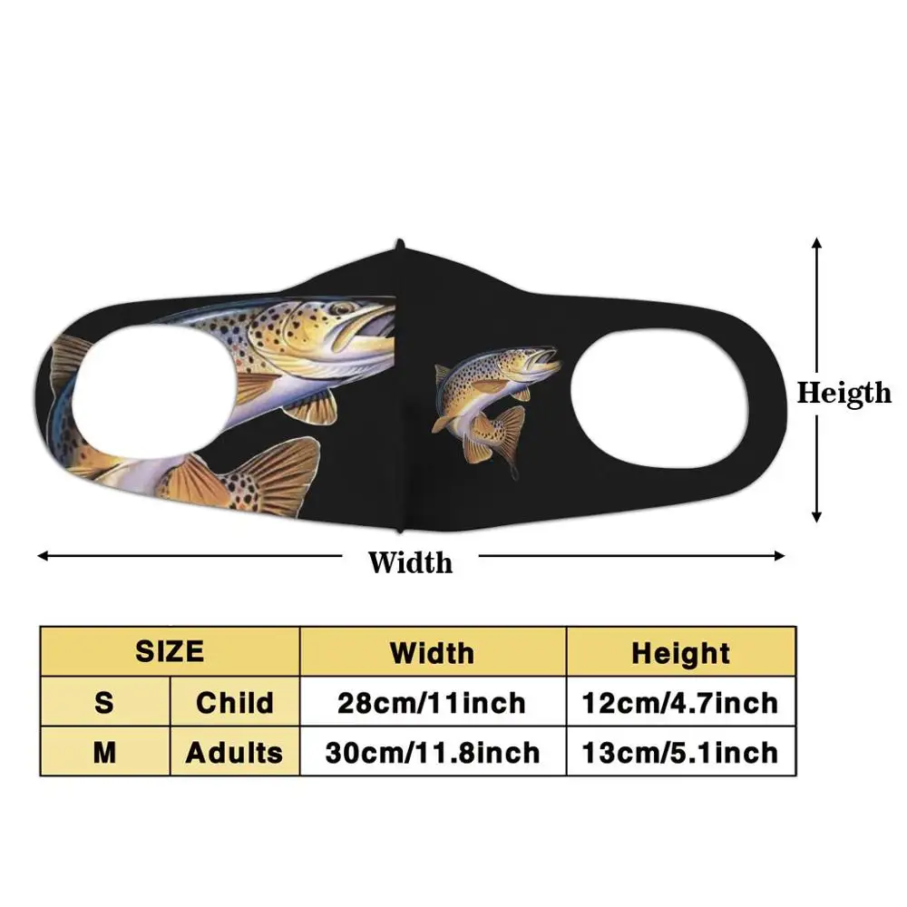 Коричневая форель модная маска для рыбалки женщин и мужчин рта многоразовая