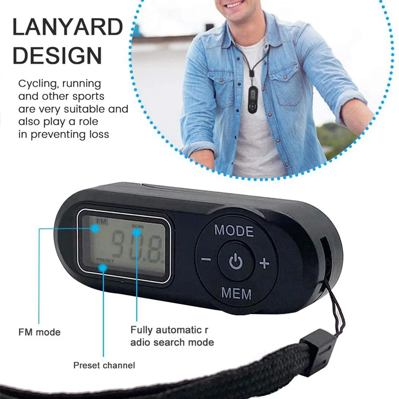 Mini Portable FM Radio Pocket Receiver with Earphone Bass Stereo For Walking Running Jogging | Электроника