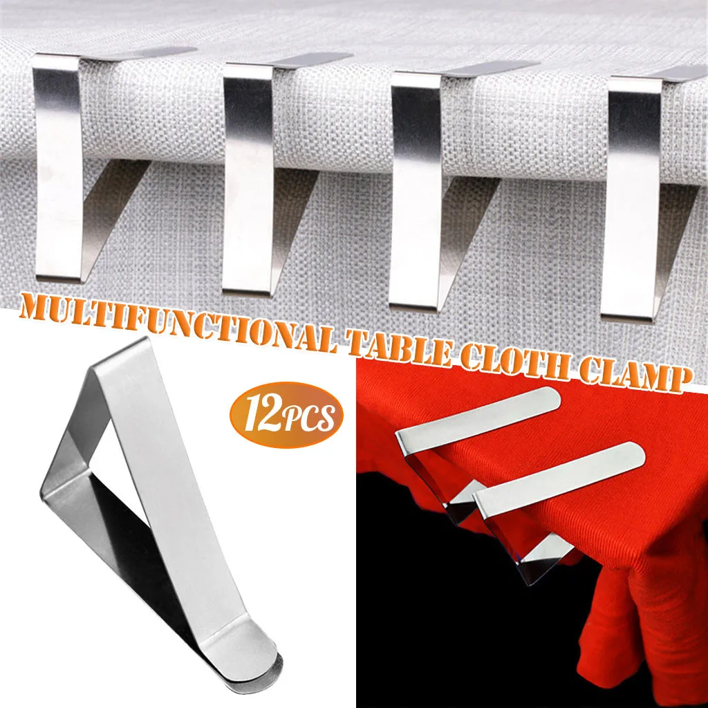 

New 4/6/12pcs Clip Tablecloth Stainless Steel Adjustable Table Cover folder clip Home Party Picnic Holder Clamp Tools Hot sell