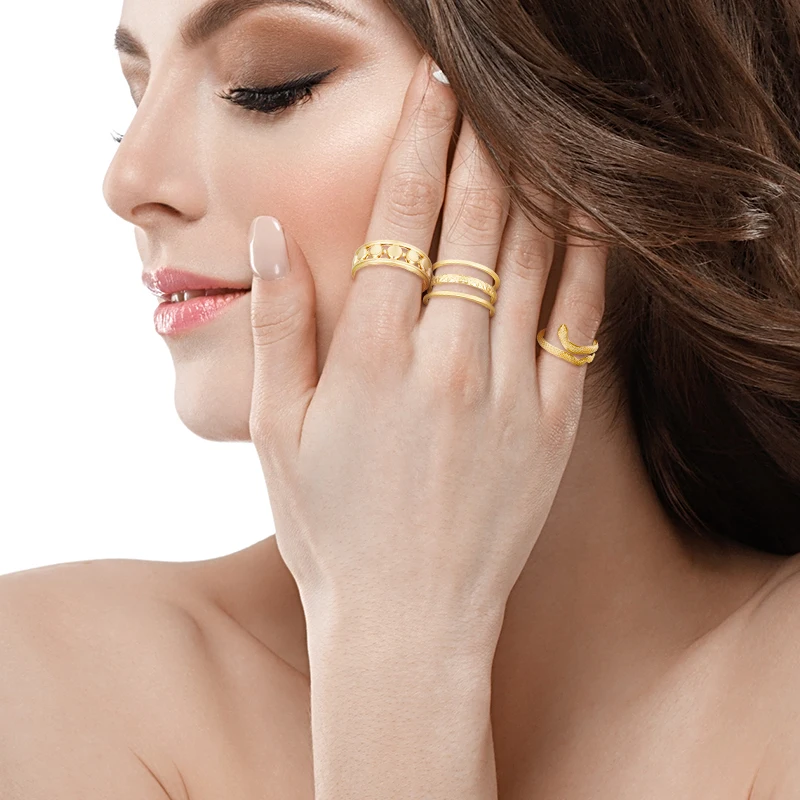 

GS 925 Sterling Silver Bohemian Multilayer Rings For Women Twist Chain Double Circle Wide Rings Wedding Party Fine Jewelry