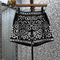 2021 summer fashion style shorts high quality women lurex embroidery casual basic short ladies vintage black short girls clothes