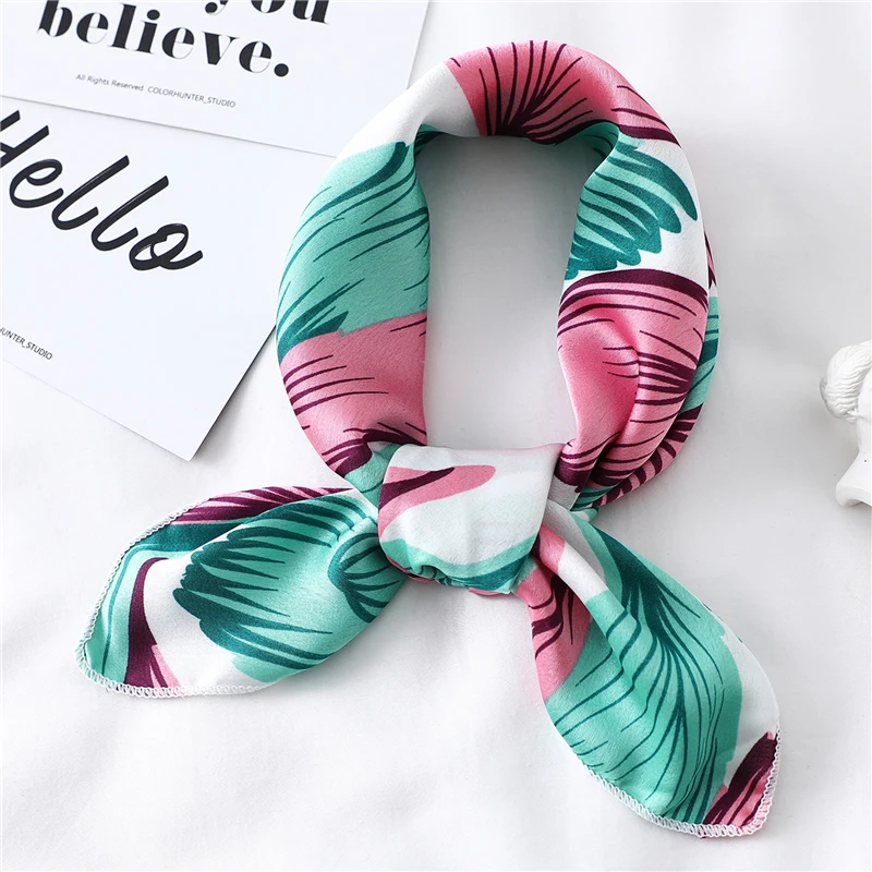 

2022 High Quality Silk Scarf Women Square Neck Hair Foulard Scarves For Ladies Fashion Print Headband Female Hand Kerchief