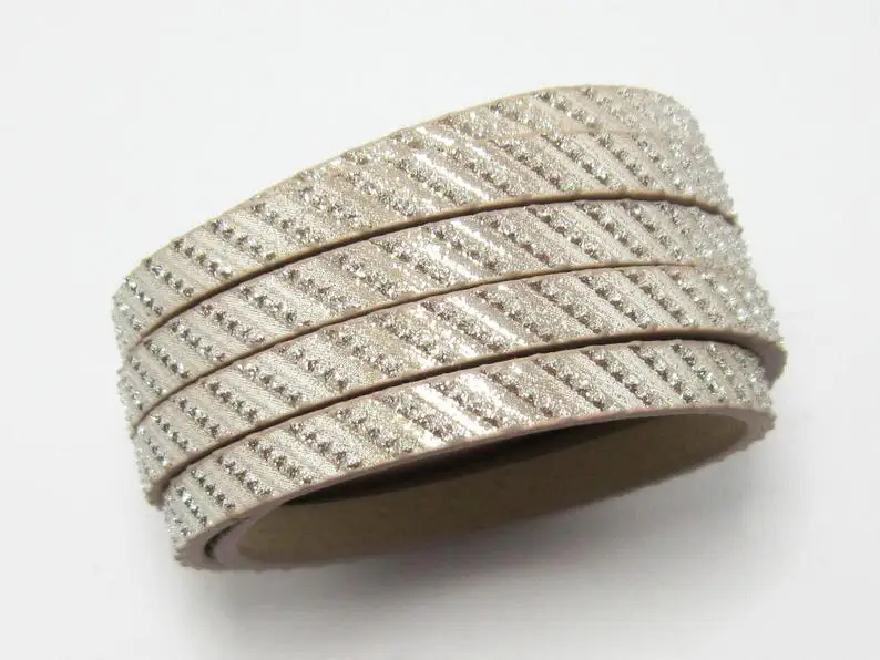 

1meter 5mm Leather Light copper solid glitter 5x2mm leather cord S5031