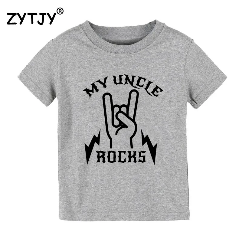

My Uncle Rocks Print Kids tshirt Boy Girl t shirt For Children Toddler Clothes Funny Tumblr Top Tees CZ-110