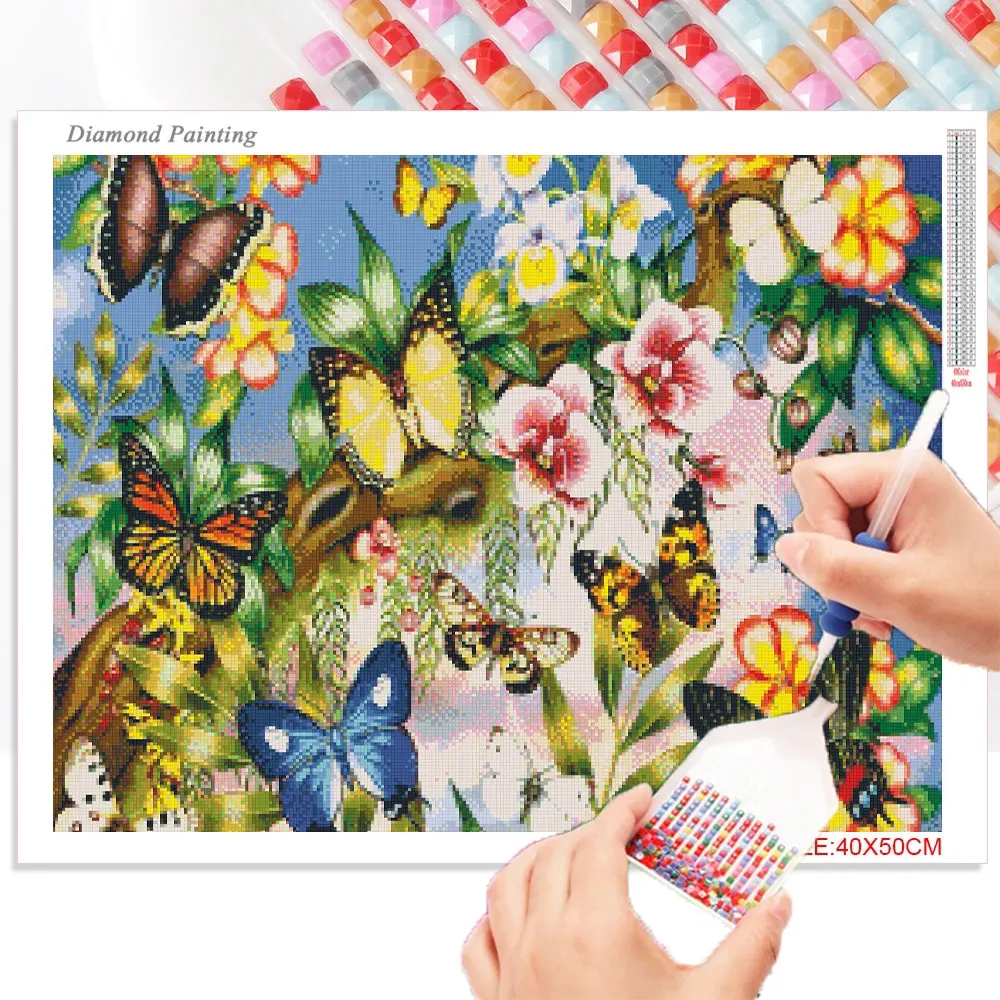 Алмазная живопись 5D &quotсделай сам&quot цветок бабочка полная мозаика вышивка