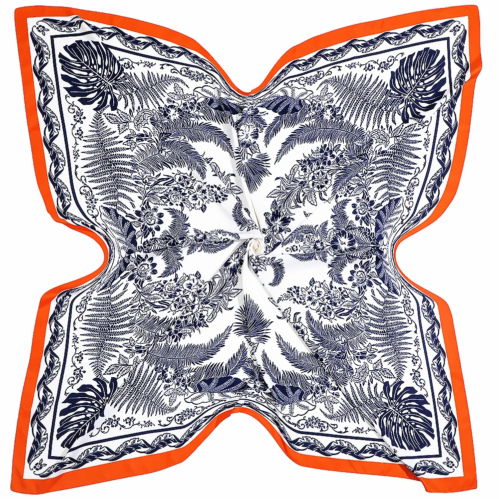 130cm Jungle Leaves Brand Scarf Luxury Design Twill 100% Silk Square Fashion Shawl Women Kerchief Scarves For Ladies - купить по