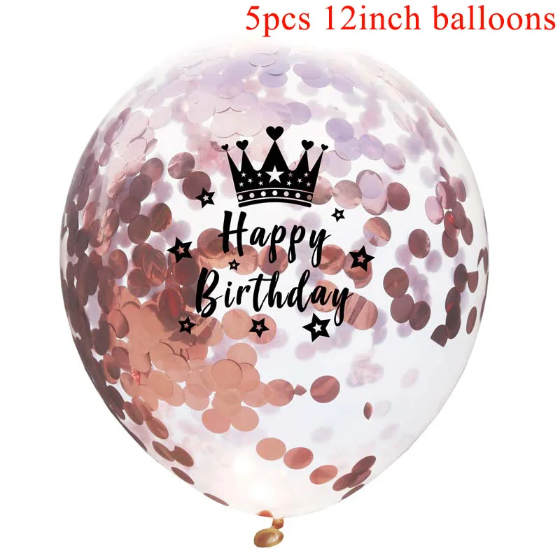 5pcs Happy Birthday Розовое золото конфетти латексные шары набор звезда сердце воздушный шар из фольги День Рождения украшения Дети Свадьба баллон детский душ принадлежности - Цвет: 5pcs Happy Birthday