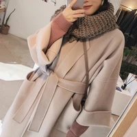 korean long wool woll coat cashmere woman winter casual gray woolen women elegant overcoat thick fashion outerwear jacket