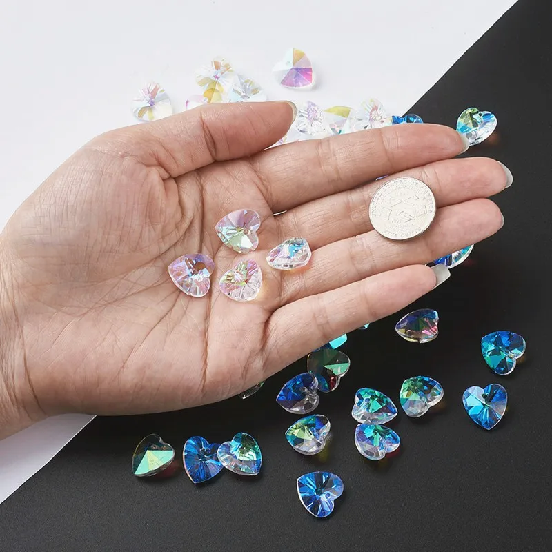 Стеклянные Подвески талисманы 200 шт. ограненные Рождественские звезды сердце