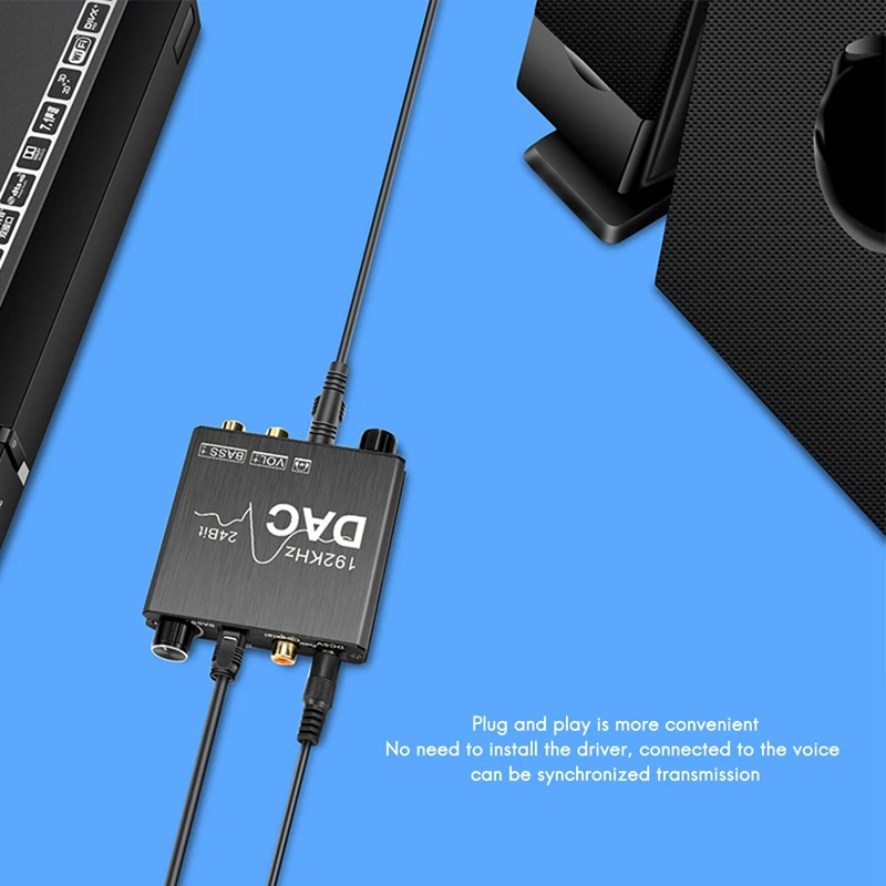 Digital to Analog Audio Converter 192KHz with Bass and Volume Adjustment for PS3 PS4 DVD Apple TV Home Cinema |