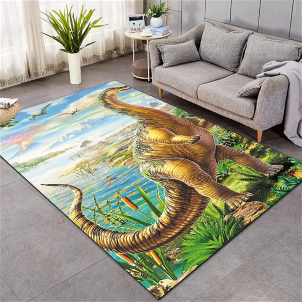 

Nordic 3D Dinosaur carpet kids living room sofa bedroom kids play mat cartoon parlor large carpets hallway door mat style-4