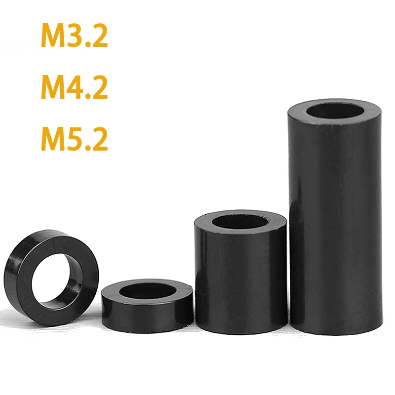 

50pcs M3.2 M4.2 M5.2 Black ABS Rround Spacer Standoff Nylon Non-Threaded Spacer Round Hollow Standoff Washer