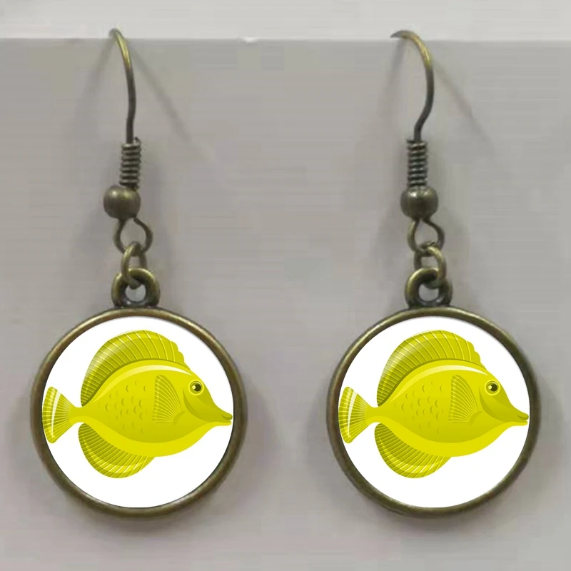 Серьги Осьминог Золотая рыбка серьги ручной работы мореходный Морской