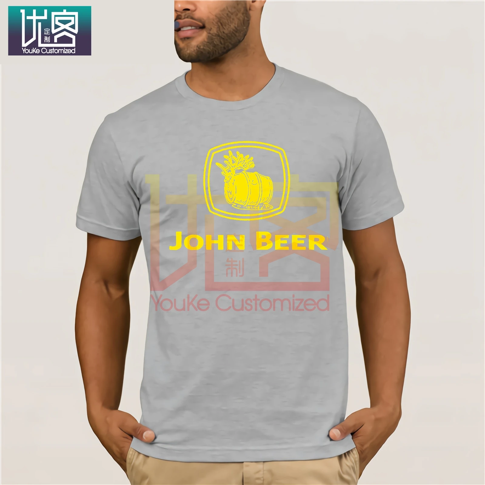 GILDAN забавная футболка John Beer трактор экскаватор зеленые Забавные футболки