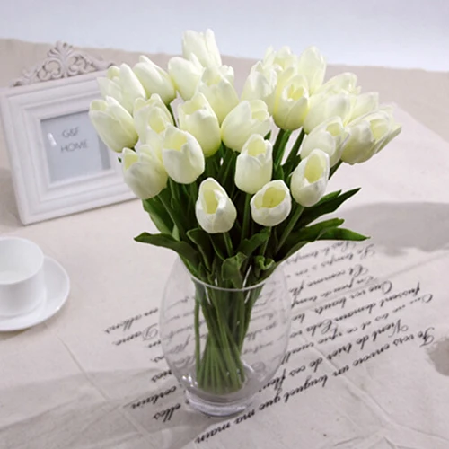 Симпатичный искусственный Шелковый Тюльпан из латекса для офисного стола