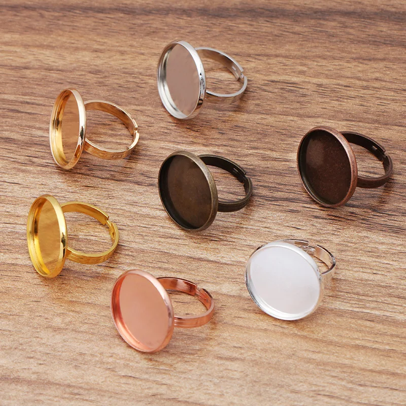 10pcs Adjustable Blank Ring Base Accessories Fit 10mm-20mm Glass Cabochons Cameo Settings DIY Jewelry Findings | Украшения и