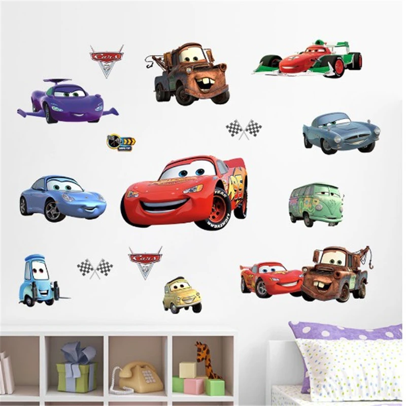 Disney cars lightning McQueen 13 стильных 3D наклеек на стену для детей мальчиков комнаты