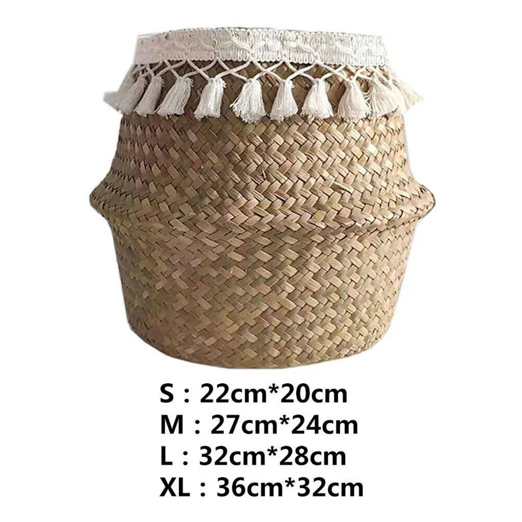

Creative foldable flower basket Folding Storage Basket Rattan Straw Wicker Flower Pot Seagrasss Gardens Plant