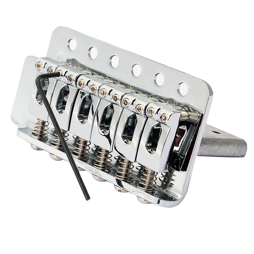 6 String Left Handed Bridge Tailpiece Set for   ST Electric Guitar, Silver