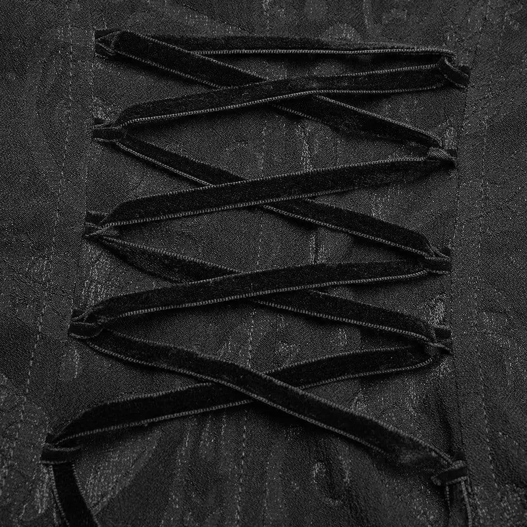 Панк рейв женские Готический Стенд воротник с пышными рукавами черные рубашки WY