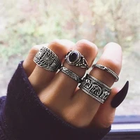 5pcsset fashion cool rings set korea aaesthatic grunge vintage personality ring set for mens rings for women jewelry wholesale