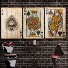 Старинный покерный Картина на холсте с игральными картами, плакаты и принты, настенные картины для украшения дома, спальни, бара, паба