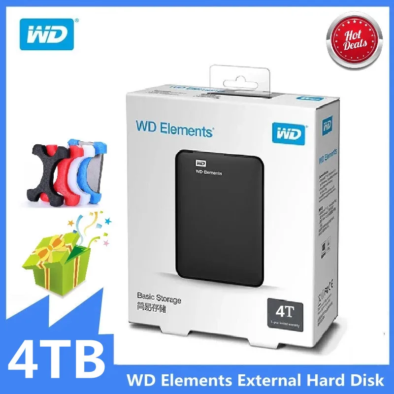 

Western Digital WD Elements 4TB External Hard Drive 2.5" USB 3.0 Portable External HDD Hard Disk For Desktop PC Laptop Original