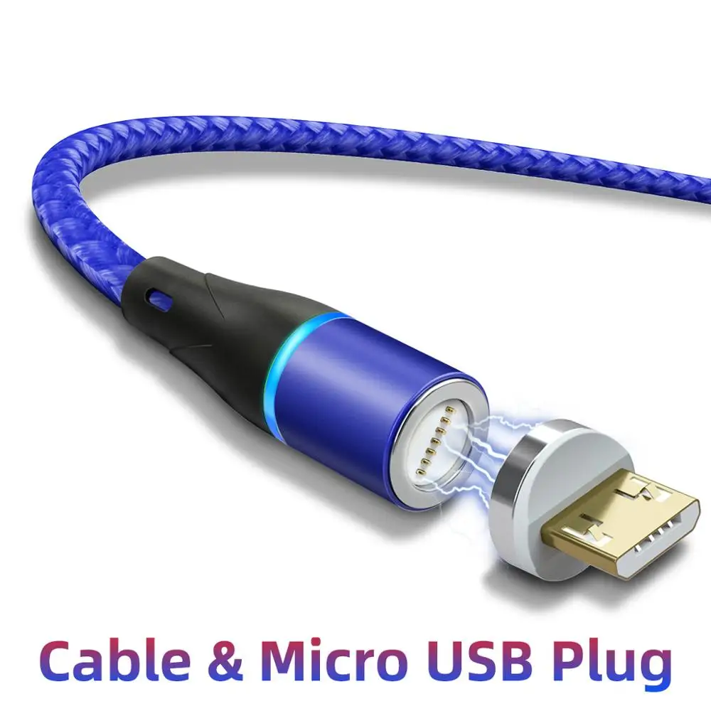 Blue Micro cable ANMONE type C Магнитный кабель Android Micro USB кабели Мобильный планшет быстрое зарядное устройство магнитный шнур телефон зарядка данных USB кабели - Цвет: Blue Micro cable