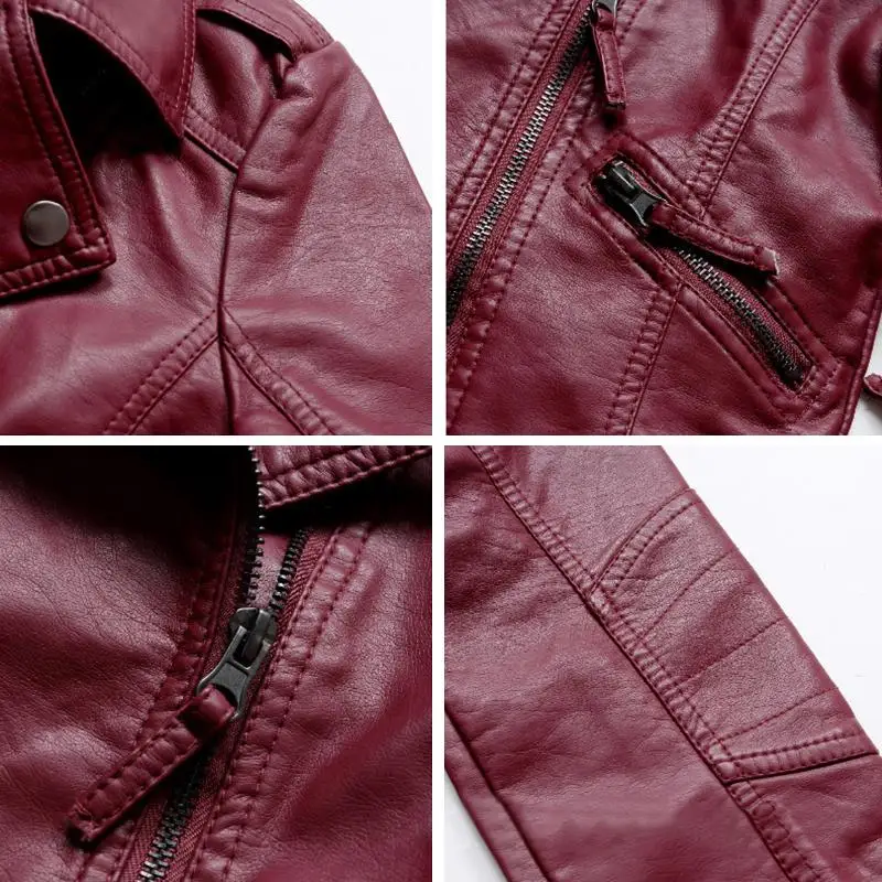 

Womens PU Leather Flight Coat Zipper Casual Slim Fit Lapel Collar Biker Jacket Autumn Fashion