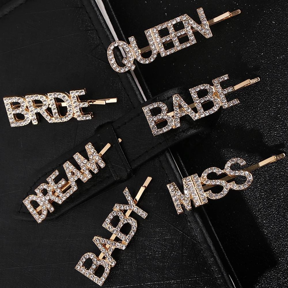 1 шт. стразы для женщин и девочек заколка волос с буквенным принтом кристаллами
