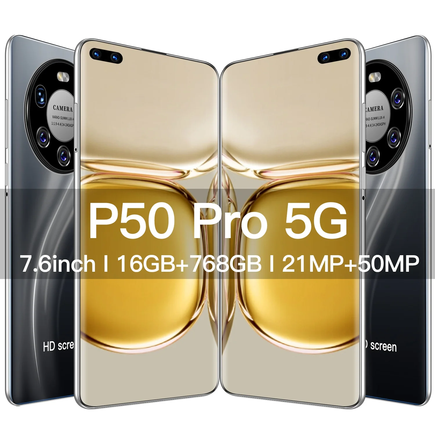 

Newest Phone P50 Pro 16GB+768GB Unlocked 5G Phone Android 11 7.6 Inch 4G/5G Network 21MP+50MP HD Camera 6000Mah Cell Phone GPS