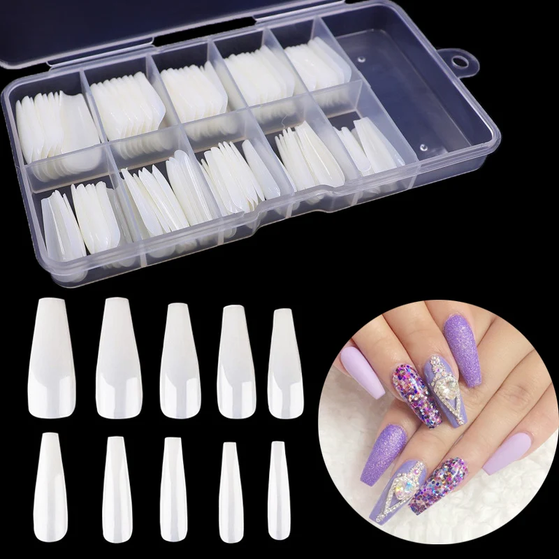 100 шт./кор. поддельные ногтей искусственный длинный балетки