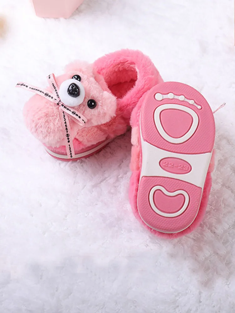 Зимние детские тапочки для девочек и мальчиков домашняя обувь из хлопка с милой