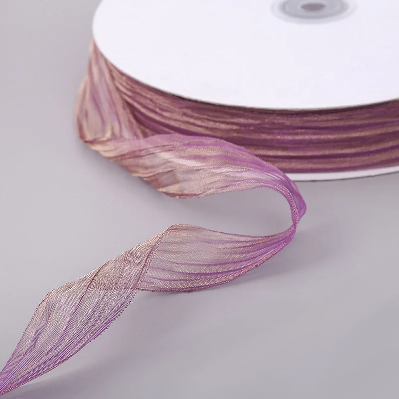 100 ярдов волнистые края Вуаль ленты морщины органза лента оптовая продажа 1-1/2